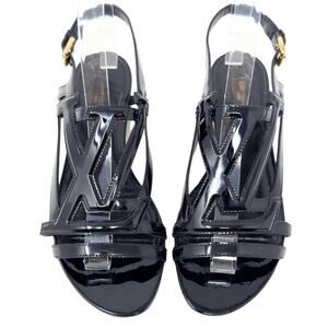 Louis Vuitton Black Patent Leather Sandals